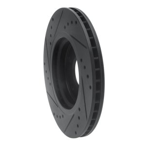 Nissan Rogue Brake Rotor (1) - Front Right - R1 Concepts - Drilled & Slotted - Black - `14-`23